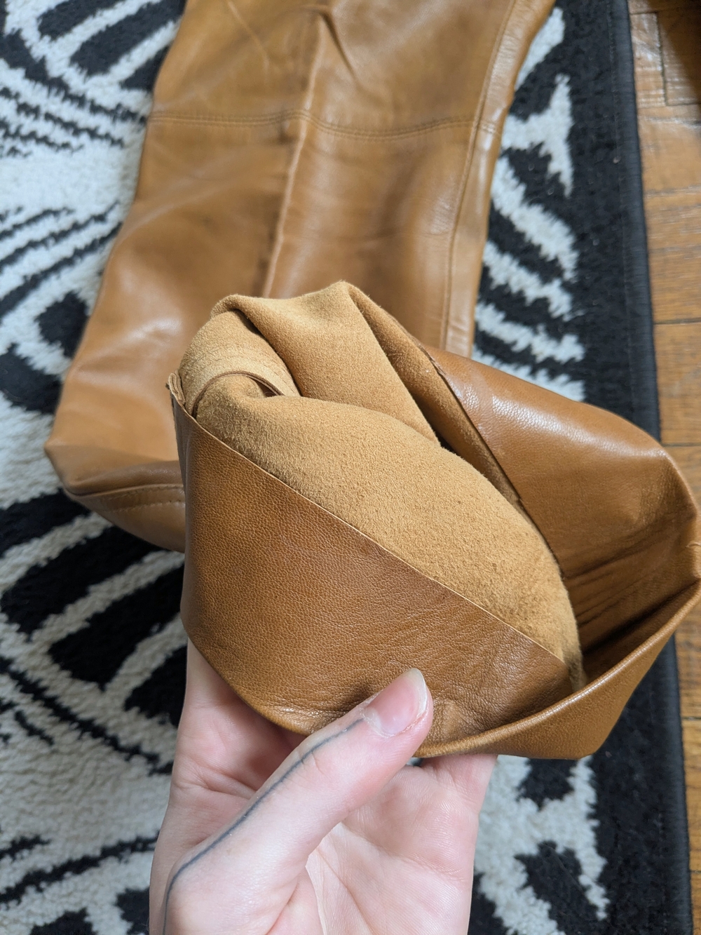1990s Plein Sud Tan Leather Straight Leg Trousers - Picture 6 of 9